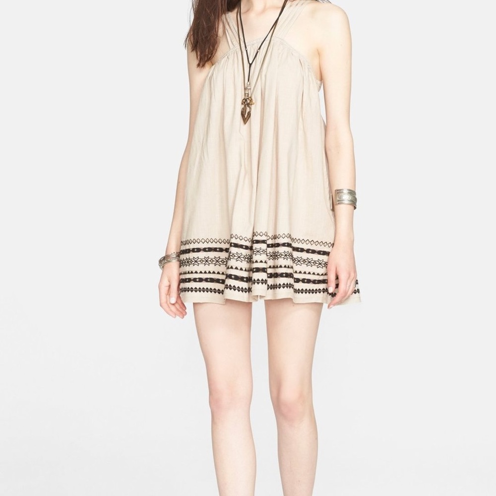 Structured Cotton Batiste Kashmir A-Lines Tent Dress in Biscotti M - Picture 2 of 8